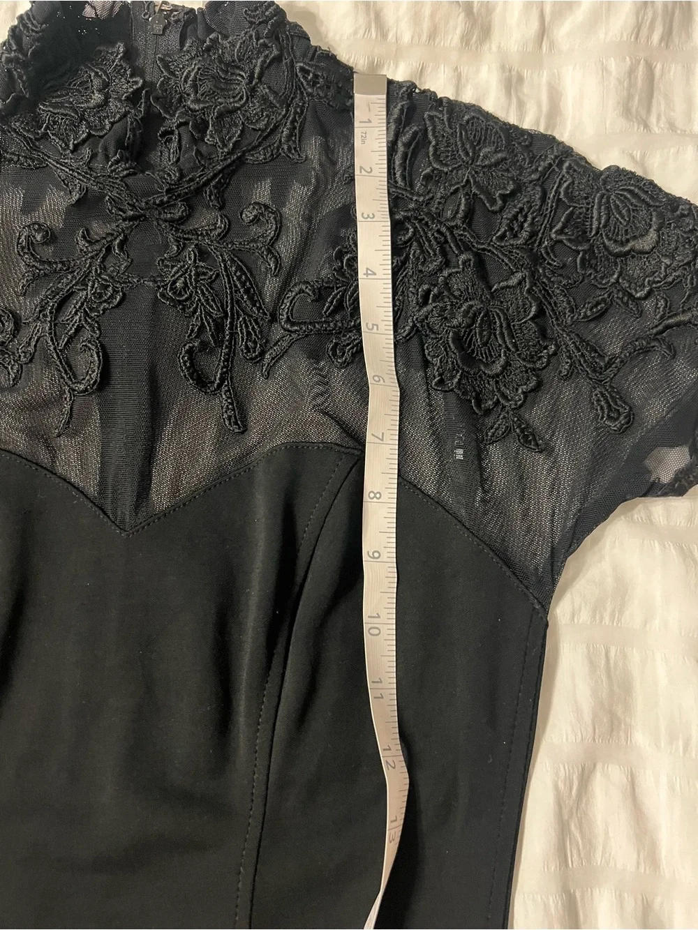 Vintage Cache Black Lace Mock Neck Maxi Dress Gown Size M Slit Whimsigoth